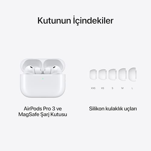 Apple AirPods Pro 3 Kablosuz Kulaklık, Aktif Gürültü Engelleme, Kalp Atış Hızı Algılama, Bluetooth Kulaklık, Uzamsal Ses, Yüksek Ses Kalitesi, USB-C ile Şarj - Görsel 7