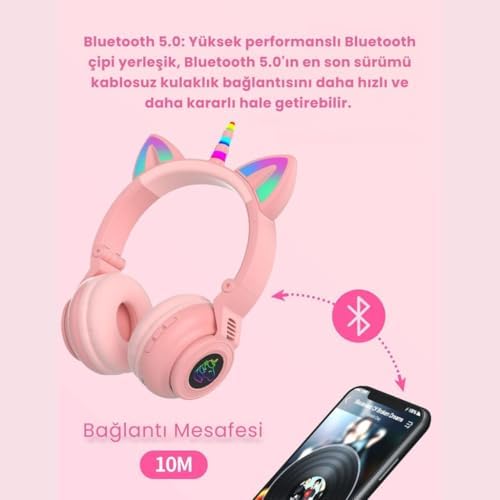 Polham Unicorn 94Db Güvenli Ses Limitli Yumuşak Kulak pedli Bluetooth Kulaklık Çocuk Kulaklığı Uzun Şarjlı Mavi - Görsel 6
