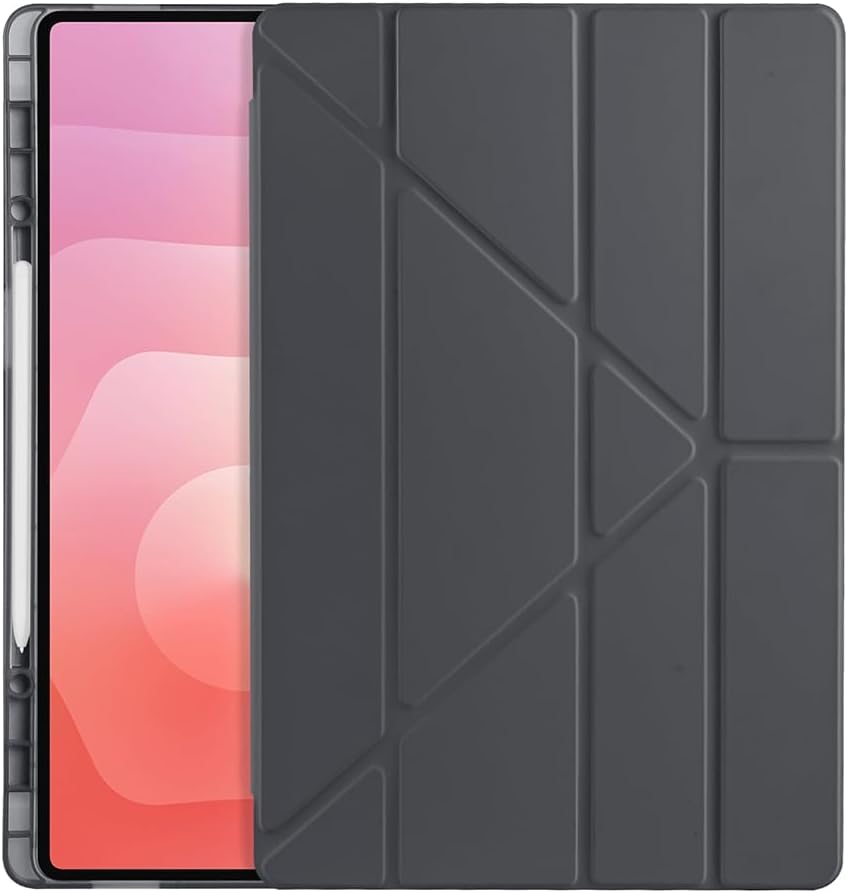 Samsung Galaxy Tab S11 Ultra Kılıf Silikon Kalem Bölmeli Standlı Tablet Kılıf Siyah