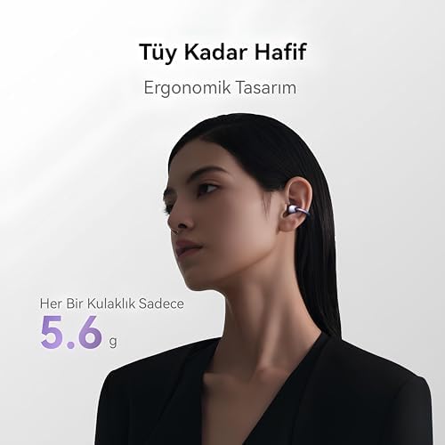 HUAWEI FreeClip, Estetik Tasarım, Tüy Kadar Hafif, Açık Kulak Tasarımı, Yapay Zeka Destekli Kristal Netliğinde Arama, Uzun Pil Ömrü, Çift Cihaz Bağlantısı,Siyah - Görsel 4