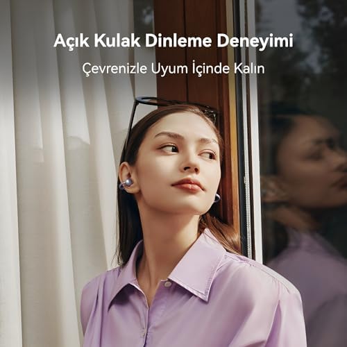 HUAWEI FreeClip, Estetik Tasarım, Tüy Kadar Hafif, Açık Kulak Tasarımı, Yapay Zeka Destekli Kristal Netliğinde Arama, Uzun Pil Ömrü, Çift Cihaz Bağlantısı,Siyah - Görsel 6