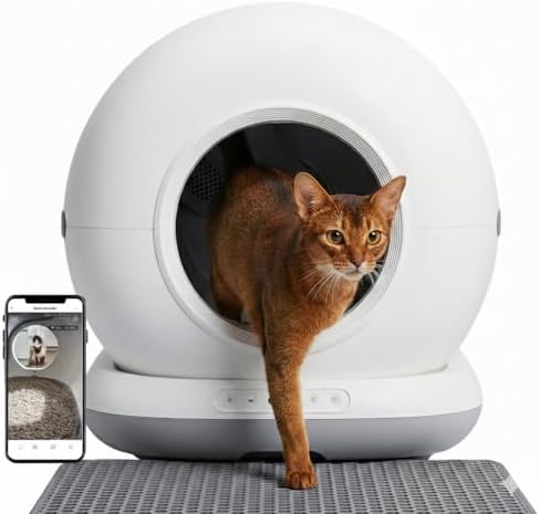 Haustier CB002 Kameralı Akıllı Otomatik Kedi Tuvaleti, APP ile Uzaktan Kontrol, 72lt Hazne, 7lt Çöp haznesi (Beyaz-Gri) - Görsel 2