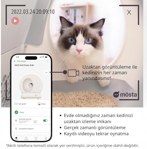 UBPet C10 Pro Kameralı Akıllı Kedi Tuvaleti – Entegre HD Kameralı, Otomatik Temizleme, Mobil Uygulama Kontrolü, Akıllı Sensörler, Sessiz Çalışma, Geniş İç Hacim, Koku Hediyeli - Görsel 3