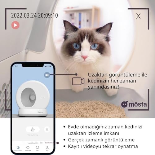 UBPet C10 Pro Kameralı Akıllı Kedi Tuvaleti – Entegre HD Kameralı, Otomatik Temizleme, Mobil Uygulama Kontrolü, Akıllı Sensörler, Sessiz Çalışma, Geniş İç Hacim, Koku Hediyeli - Görsel 5