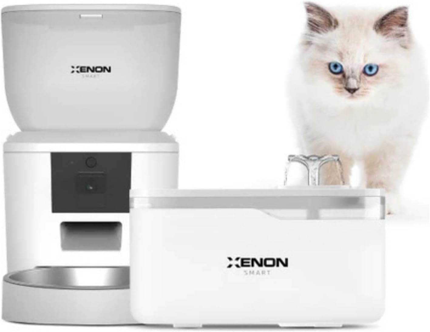 Xenon Smart Akıllı Otomatik Kedi Köpek Mama Kabı Programlanabilir Besleme Kasesi ve Su Pınarı Sebili 2'li Pet Ürünleri Evcil Hayvan Başlangıç Seti
