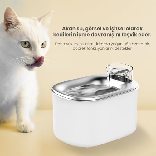 Haustier WF007L Otomatik Kedi Su Sebili,Kedi Su Çeşmesi, Su Şelalesi, Su Pınarı 3.5Lt Geniş Hazne, Bpa Içermez, Ultra Sessiz (Beyaz) - Görsel 6