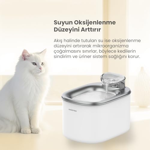 Haustier WF007L Otomatik Kedi Su Sebili,Kedi Su Çeşmesi, Su Şelalesi, Su Pınarı 3.5Lt Geniş Hazne, Bpa Içermez, Ultra Sessiz (Beyaz) - Görsel 7