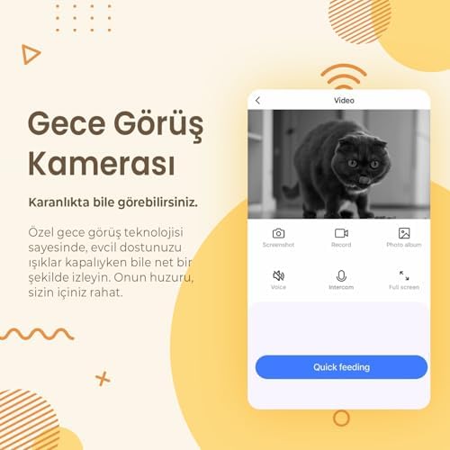 Haustier QQ005 Kameralı Akıllı Kedi Köpek Otomatik Mama Kabı, Tuya App-Wifi Uzaktan Kontrol, Sesle Çağırma, 480P Kamera, 6lt Hazne, Metal Kase (Siyah) - Görsel 4