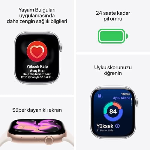 Apple Watch Series 11 GPS + Cellular 46 mm Altın Rengi Titanyum Kasa Akıllı Saat ve Altın Rengi Milano Loop - M/L. Uyku Skoru, Fitness Takibi, Sağlık İzleme, Hep Açık Ekran - Görsel 3