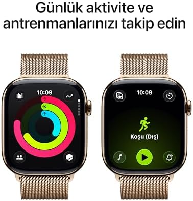Apple Watch Series 11 GPS + Cellular 46 mm Altın Rengi Titanyum Kasa Akıllı Saat ve Altın Rengi Milano Loop - M/L. Uyku Skoru, Fitness Takibi, Sağlık İzleme, Hep Açık Ekran - Görsel 4