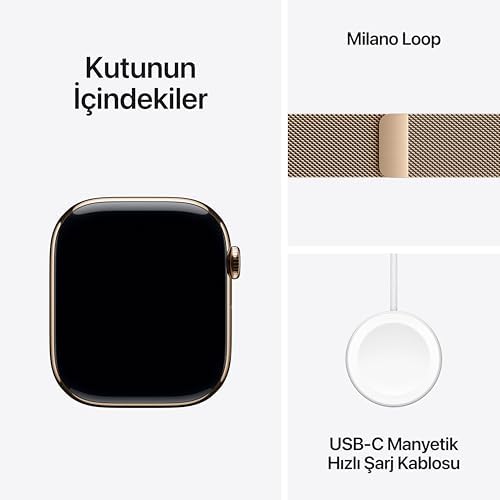 Apple Watch Series 11 GPS + Cellular 46 mm Altın Rengi Titanyum Kasa Akıllı Saat ve Altın Rengi Milano Loop - M/L. Uyku Skoru, Fitness Takibi, Sağlık İzleme, Hep Açık Ekran - Görsel 7