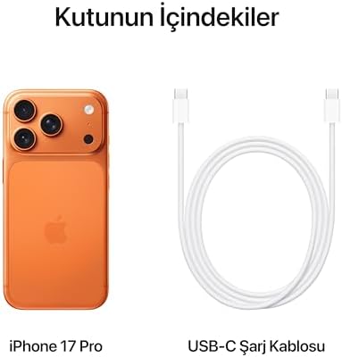 Apple iPhone 17 Pro 1 TB: 120 Hz’e kadar ProMotion teknolojisine sahip 6.3 inç ekran, A19 Pro Çip, Çığır Açıcı Pil Ömrü, Center Stage Ön Kamera özellikli Pro Fusion Kamera Sistemi; Kozmik Turuncu - Görsel 7