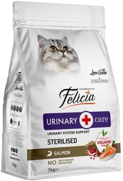 Felicia 5 Kg Kolajenli Somonlu Az Tahıllı Kısırlaştırılmış Kedi Maması HypoAllergenic Kedi Maması - Görsel 1