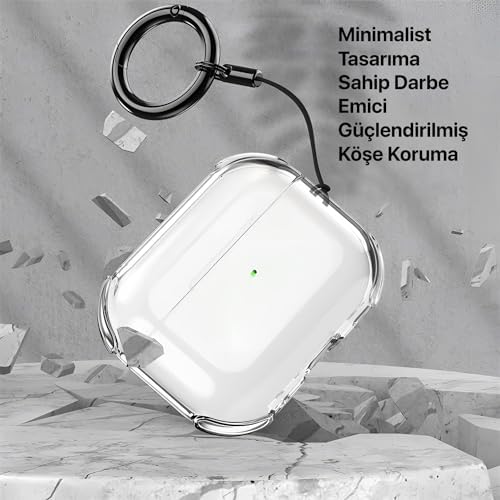 Minesk Airpods 3 için Ultra Şeffaf Silikon Kılıf Darbe Emici Köşeler ile Mükemmel Koruma ve Yüksek Kaliteli Taşıma Karabinalı (Şeffaf, Airpods 3 2021) - Görsel 5