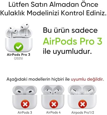 Minesk Airpods PRO 3 için Ultra Şeffaf Silikon Kılıf Darbe Emici Köşeler ile Mükemmel Koruma ve Yüksek Kaliteli Taşıma Karabinalı Airpods Pro 3. Nesil Kılıfı (Gri Şeffaf, Airpods PRO 3) - Görsel 3